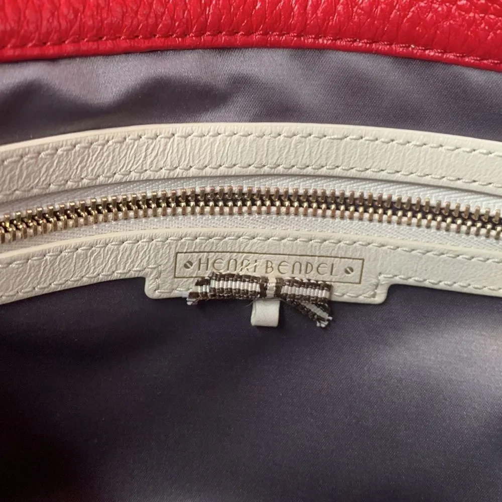 Henri Bendel red woven leather clutch envelope chain bag - Picture 7 of 11